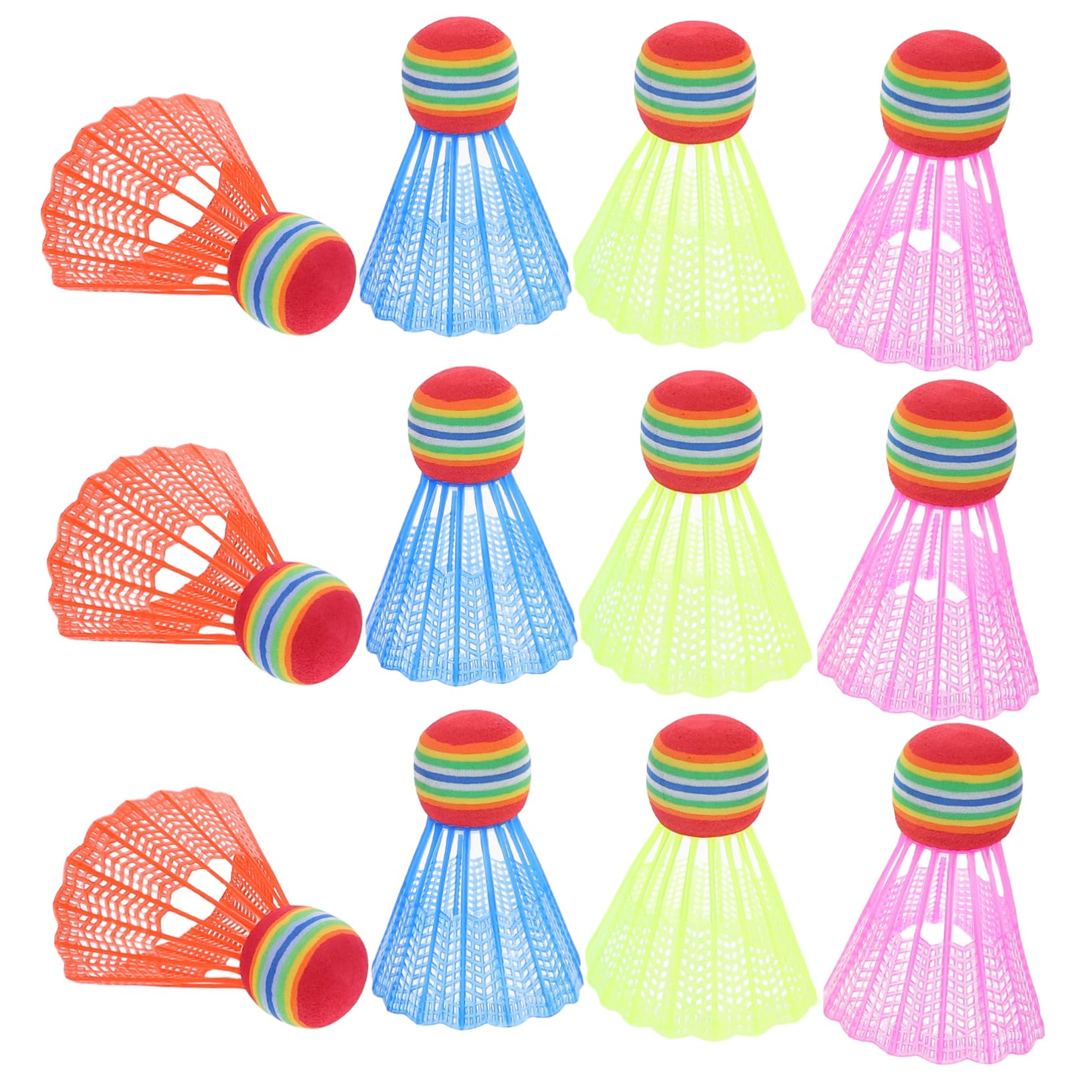 NAMOARLY 12 Pcs Badminton Shuttlecocks Lightweight Plastic Balls for Boys and Girls Beginner-Friendly Indoor and Outdoor Training