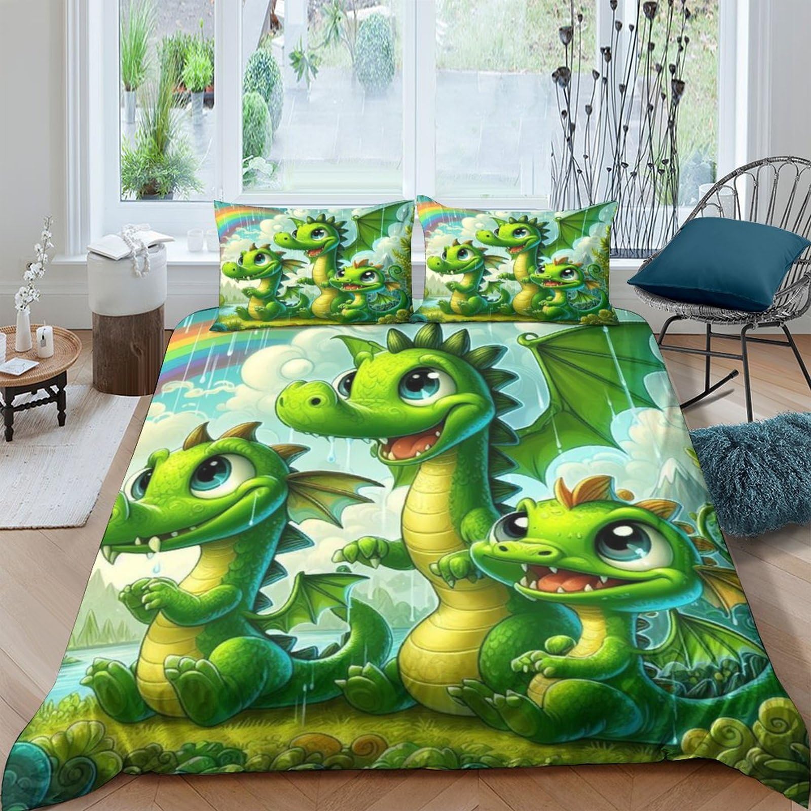 Housse de couette dinosaure 3D en microfibre pour décorer la chambre d'ado