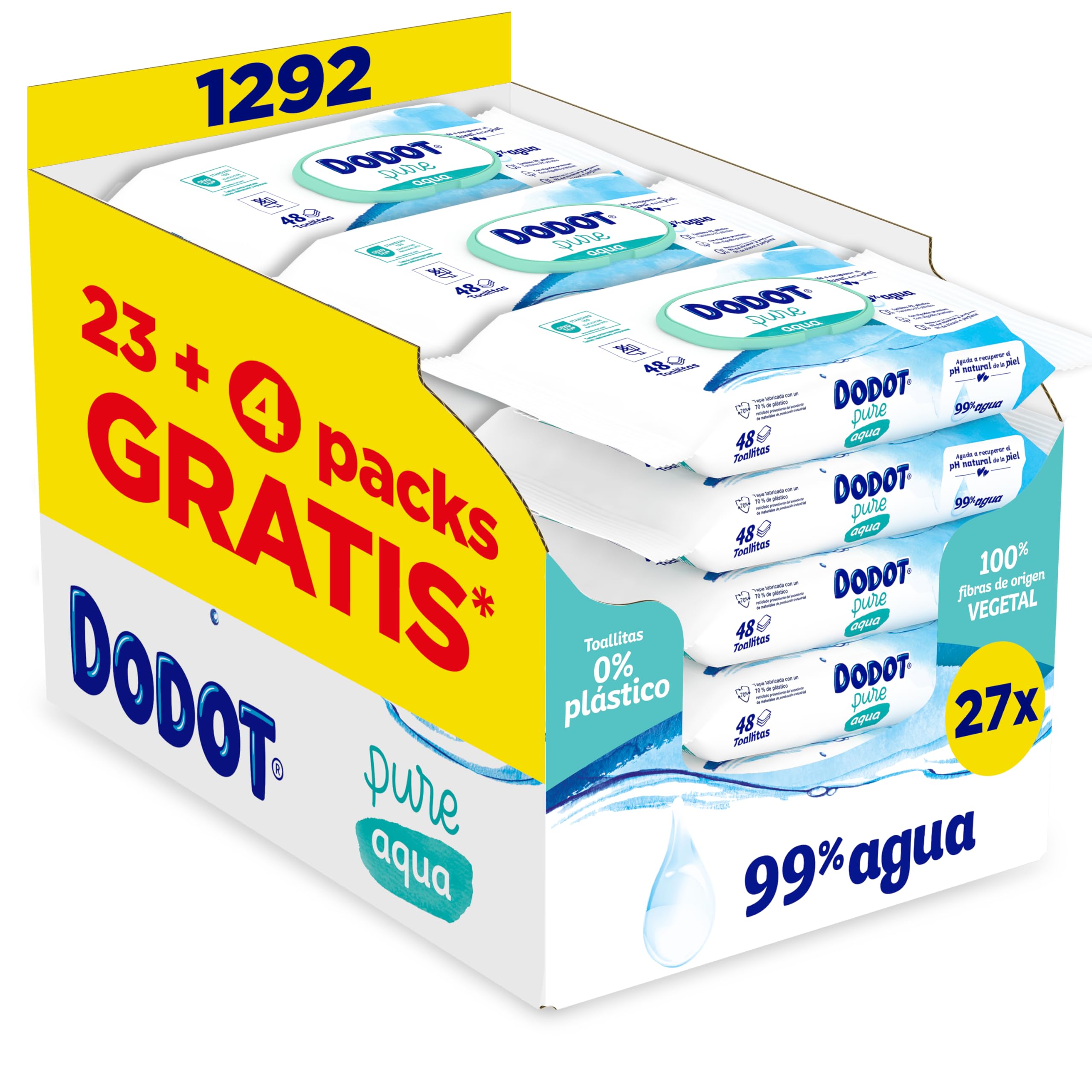 Dodot Toallitas Aqua Pure: 1.296 Toallitas para Piel Sana