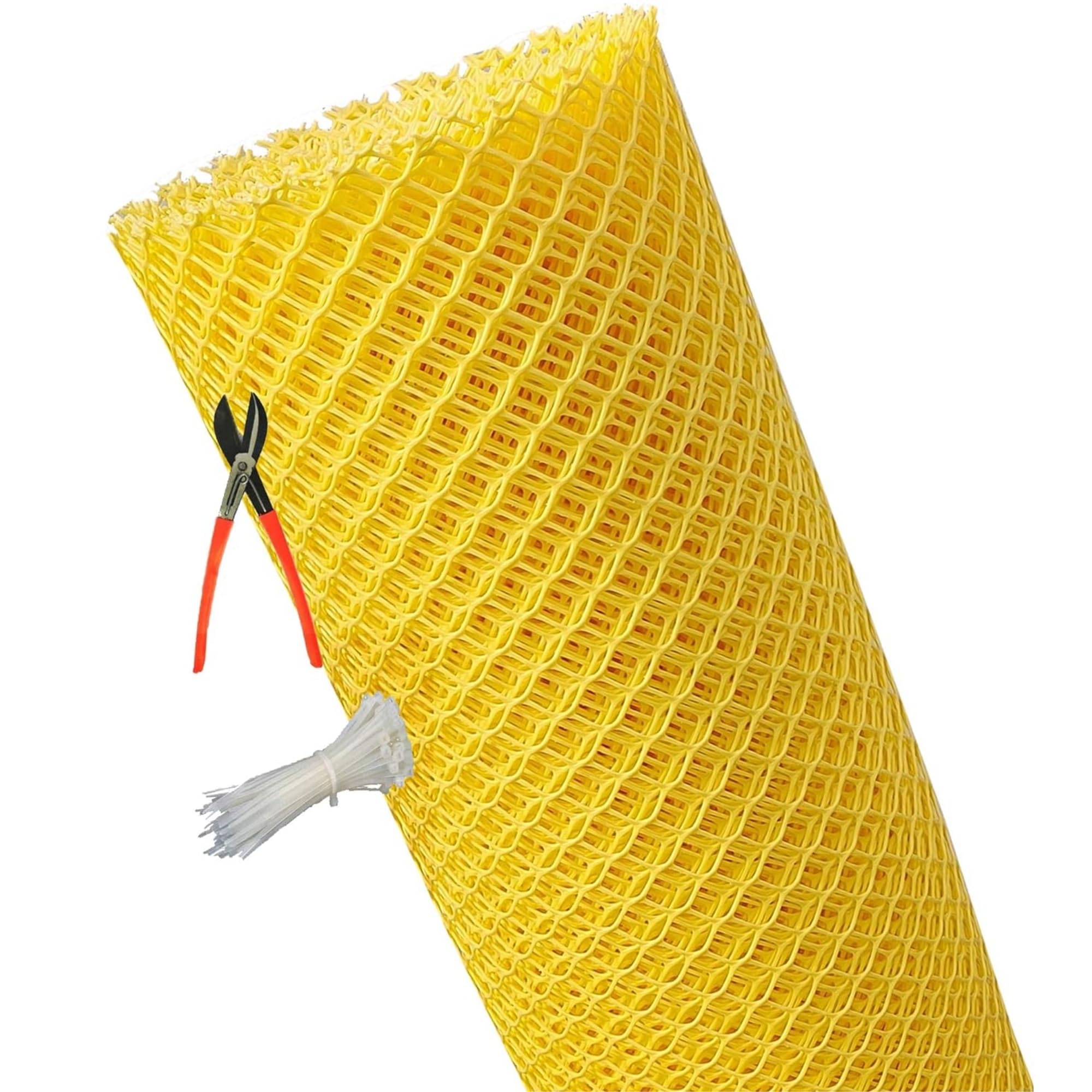 Tree Guard Net, Garden Fencing Net Virgin Plastic with 1 Cutter and 50 PVC Tags (Yellow, 4 ft x 5 ft)