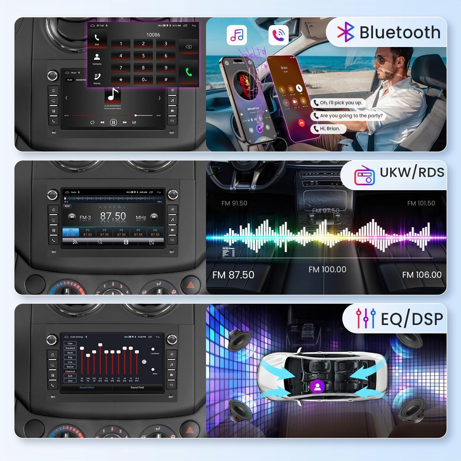 Hodozzy 2G+64G Autoradio für Chevrolet Aveo Captiva Epica Holden Daewoo Pontiac mit Carplay Android Auto, 7 Zoll Touchcreen Autoradio mit Navi WiFi Bluetooth FM/RDS Radio DSP SWC Rückfahrkamera
