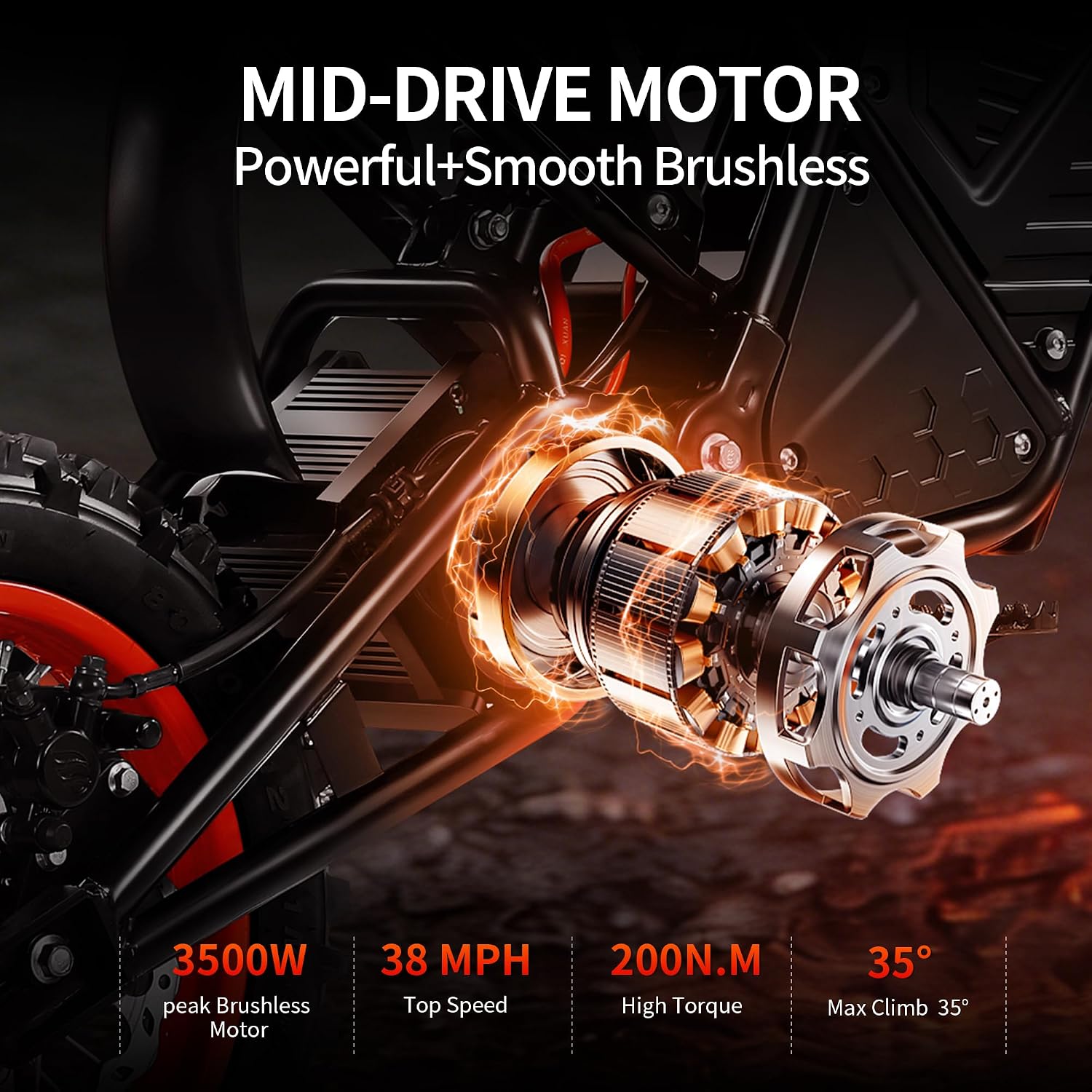 3500W High-Performance Electric Motorcycle, 48V23Ah Lithium Battery, 37 MPH Top Speed, 43 Miles Range, Front & Rear Hydraulic Disc Brakes, Off-Road Tires, Max Load 265 Lbs