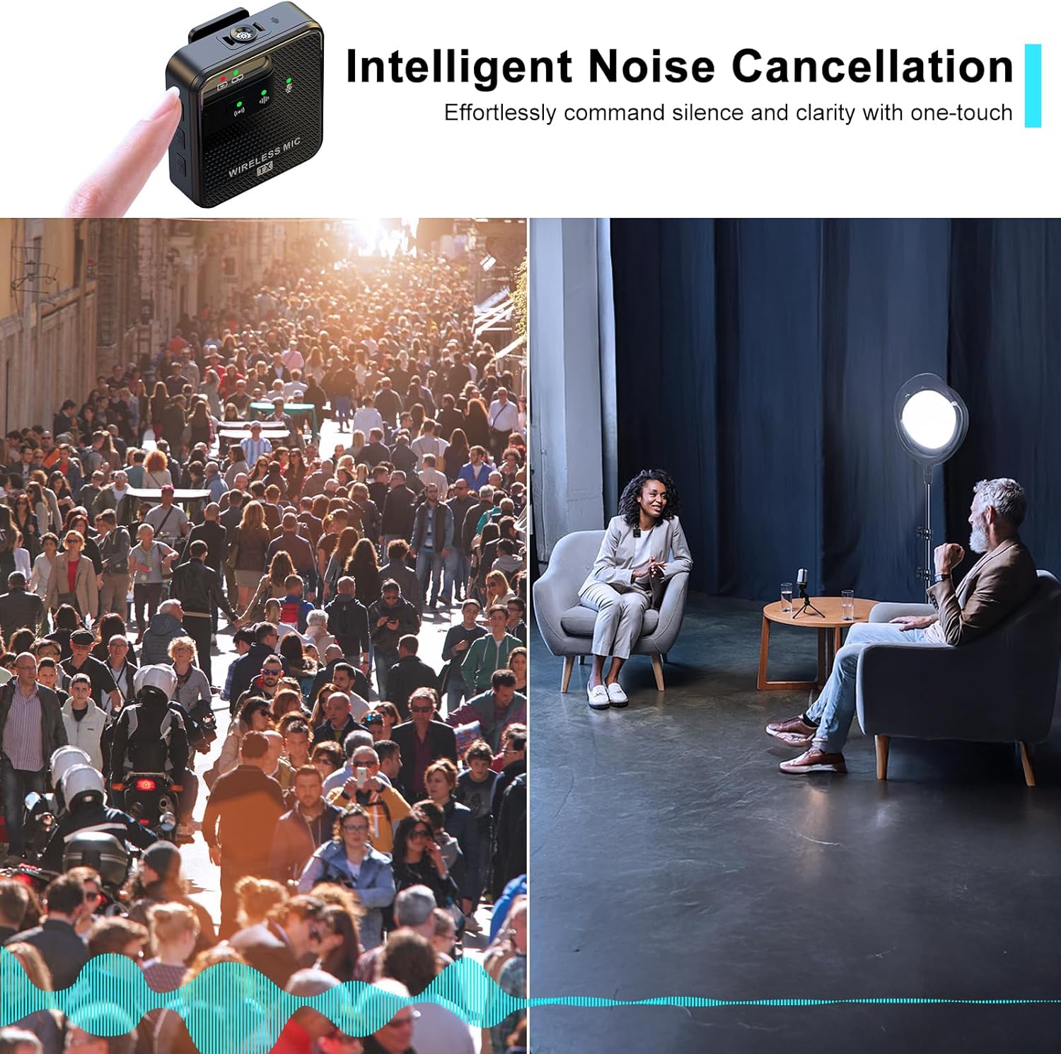 K63 Wireless Lavalier Microphone for iPhone/USB-C Phone,Camera,Tablet and Mac,mini iPhone Microphone for Video Recording,Vlogging,48KHz/24Bit,164 ft Range,Noise Cancelling