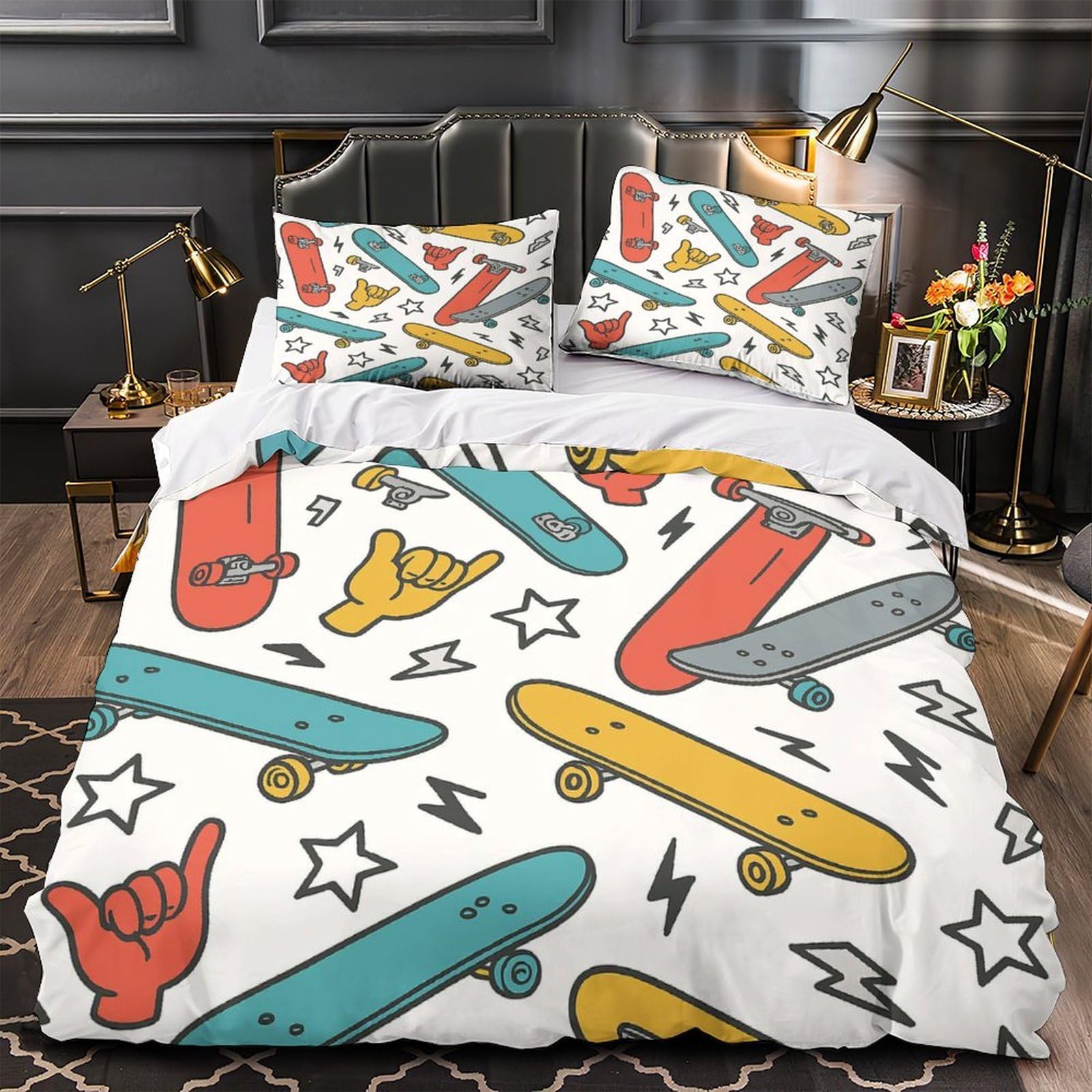 Skateboard housse de couette 3 pièces douce et résistante pour enfants