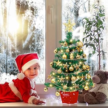 * mini christmas tree ୨୧ * 小さなクリスマスツリー 24 英寸迷你预亮圣诞树小桌面杉木圣诞树 24 Inch Mini Pre-Lit