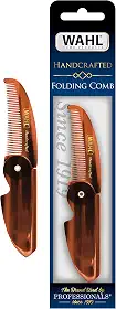 Wahl Pente dobrável de barba e bigode para cuidados masculinos - feito à mão e cortado à mão com acetato de celulose - dentes afunilados e arredondados lisos - Modelo 3326