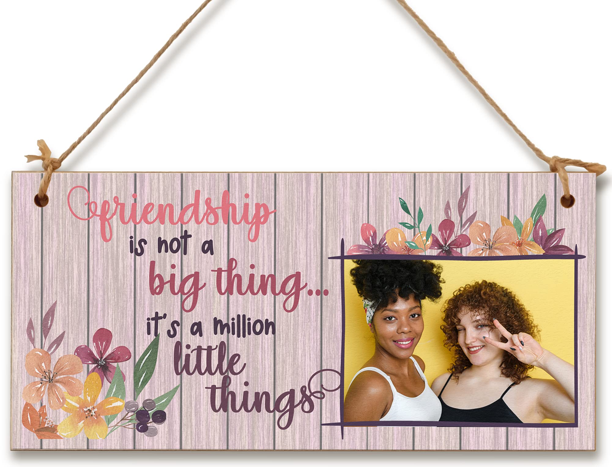 The Plum Penguin Personalised Wooden Plaque With Photo Friendship A Million Things Friends Family Bffs Bestie Gift Hanging Door Sign