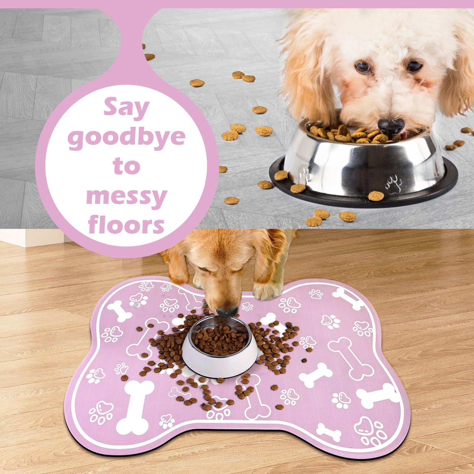 Water Bowl Mat Rubber Food Mat Cat Food Bowl MontVoo-Absorbent Pet