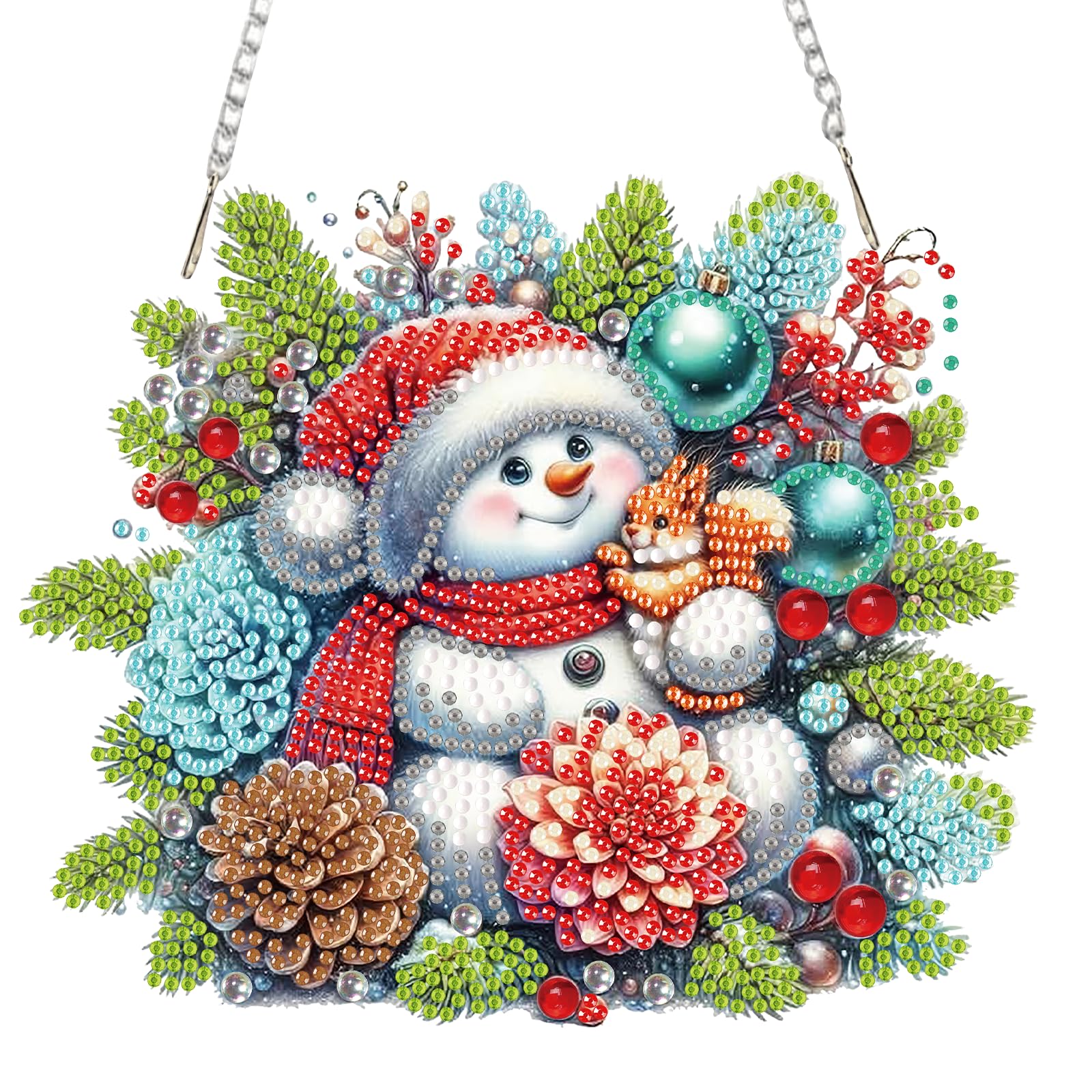 Auremi DIY Snowman Diamond Art Hanging Pendant Kits, 5D Christmas Diamond Painting Ornament Kits for Adults,Special Shaped Diamond Painting Hanging Crystal Rhinestone Art for Home Decor Gifts