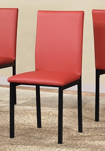 Miniatura 7 de Roundhill Furniture Juego de comedor de metal Citico de 5 piezas con tapa de mármol sintético laminado, silla roja