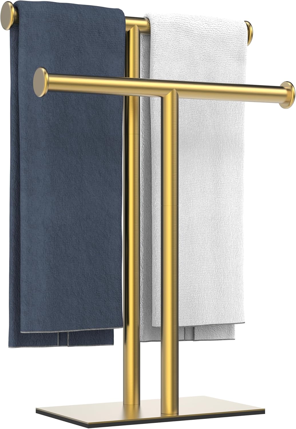 Hand Towel Holder for Bathroom, T-Shape Freestanding Countertop Towel Rack, SUS304 Stainless Steel Face Towel Holder Stand for Kitchen Vanity (Brushed Gold)