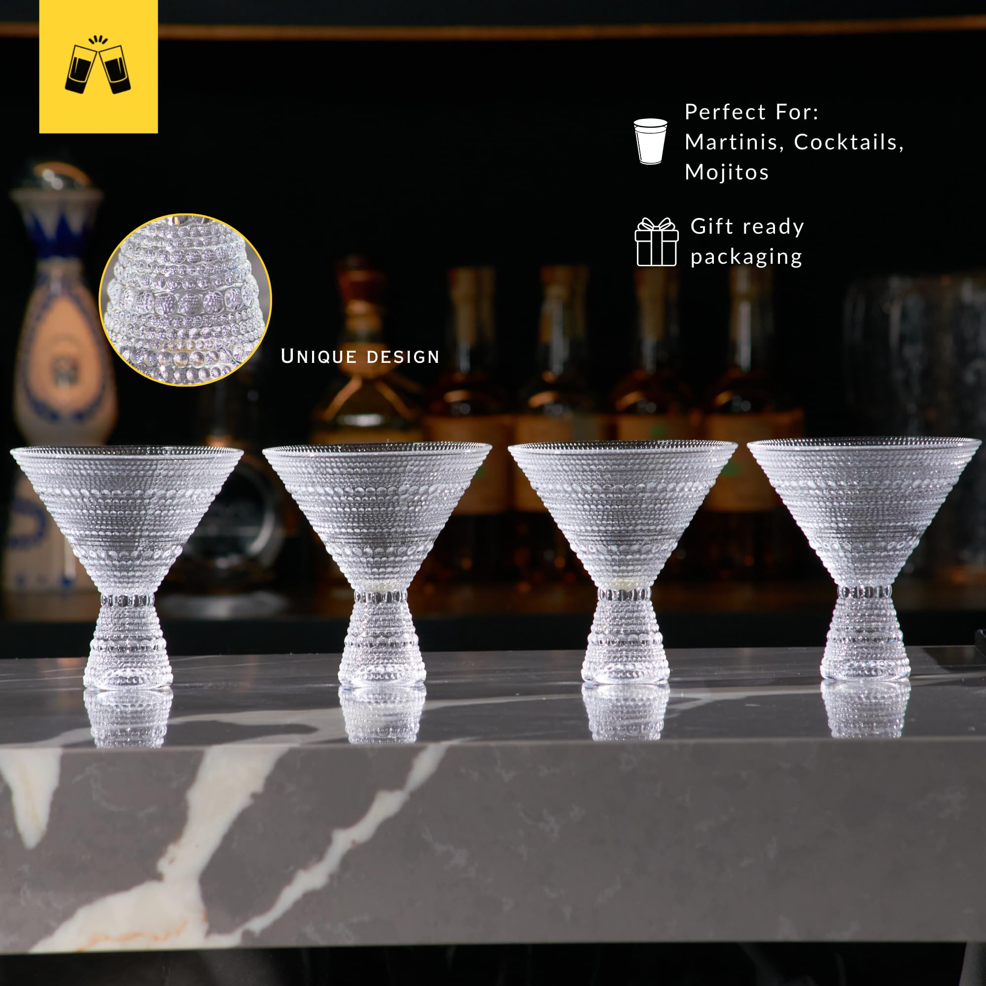 Vintage Lemon Soda Martini Glasses - Set of 4 -2