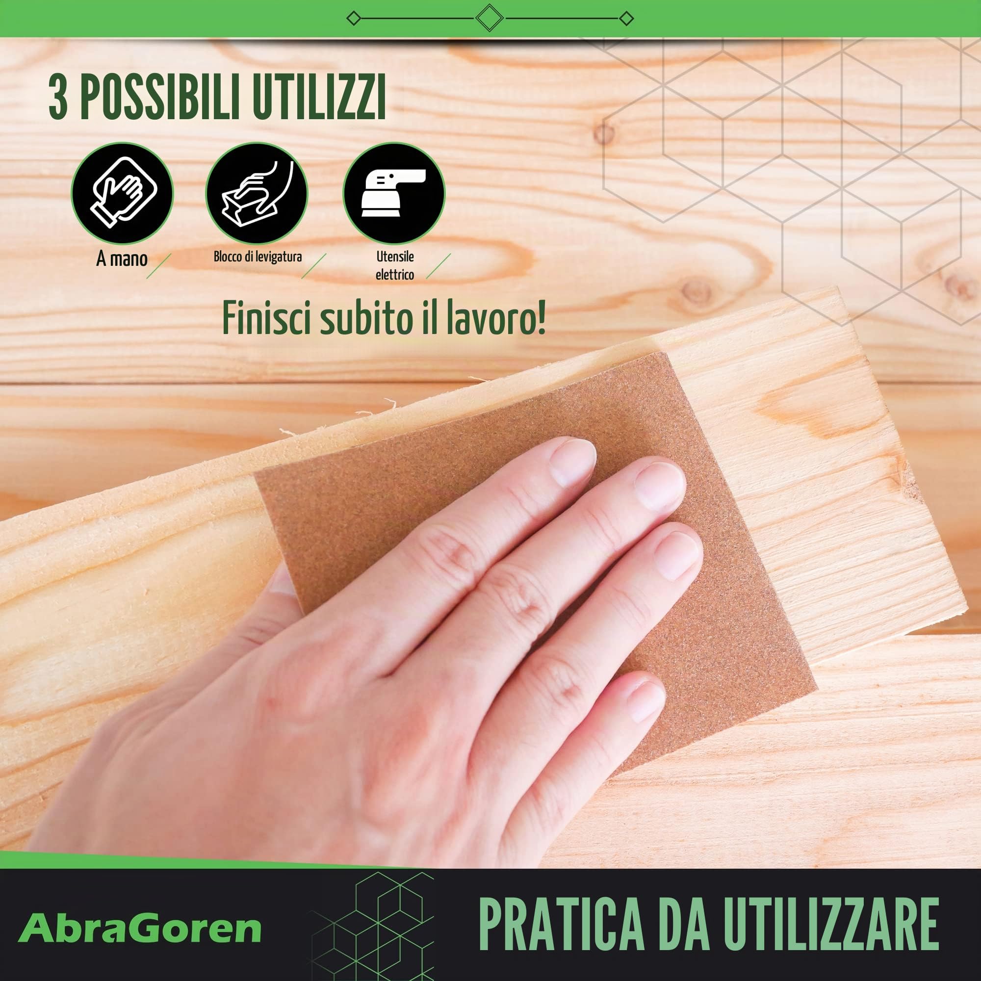 Carta vetrata assortita grana mista 10 fogli per legno e muro