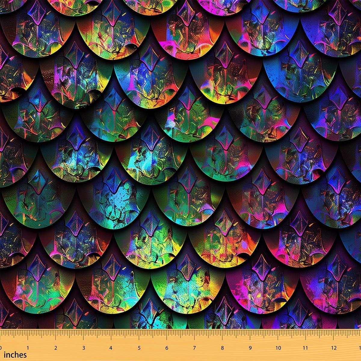 Erosebridal Dragon Scales Decorative Fabric,Gradient Rainbow Mermaid Upholstery Fabric for Chairs Sofa,Magical Dragon Skin Indoor Outdoor Fabric,Abstract Funny Animal Fabric by The Yard,5 Yards