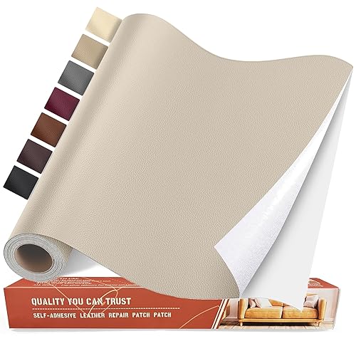 Miniatura 1 de Kit de parches de reparación de cuero autoadhesivo, 31 x 16 pulgadas, cinta de reparación de cuero de vinilo grande para muebles, asiento de