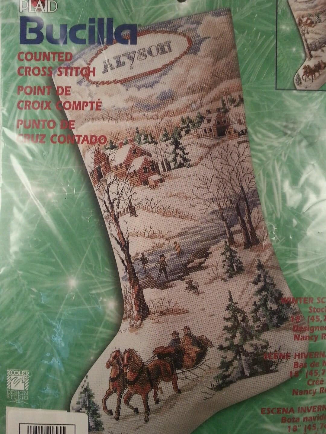 Winter Scene Stocking Counted Cross Stitch Christmas Kit #84412