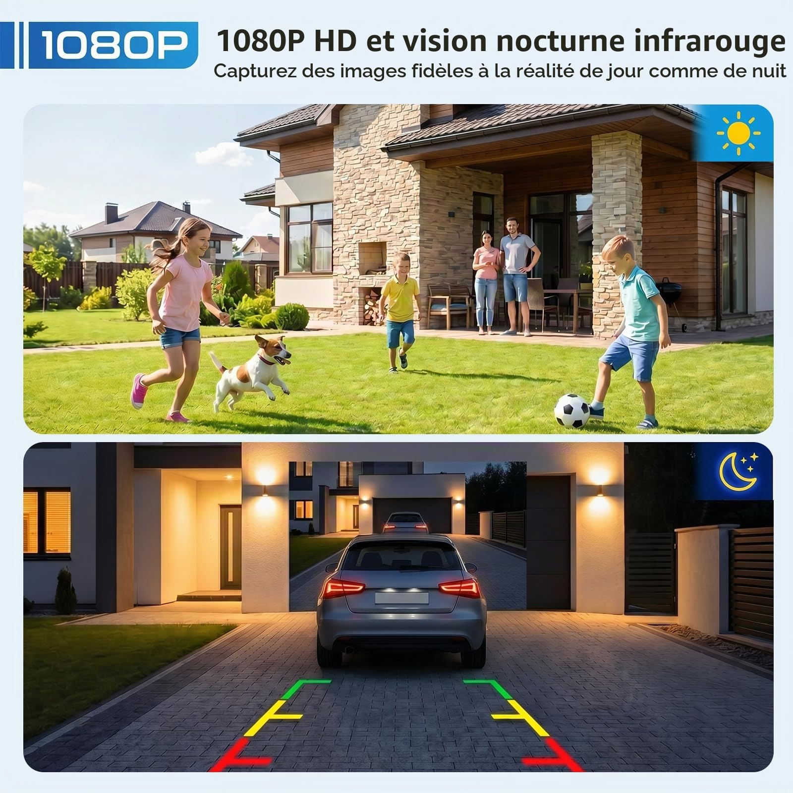 Solaire Caméra de Recul sans Fil, 1080P Caméra WiFi Magnétique avec Écran 7 | Caméra Recul Camping-Car, Remorque avec Vision Nocturne et Grand Angle 150° Installation de Bricolage