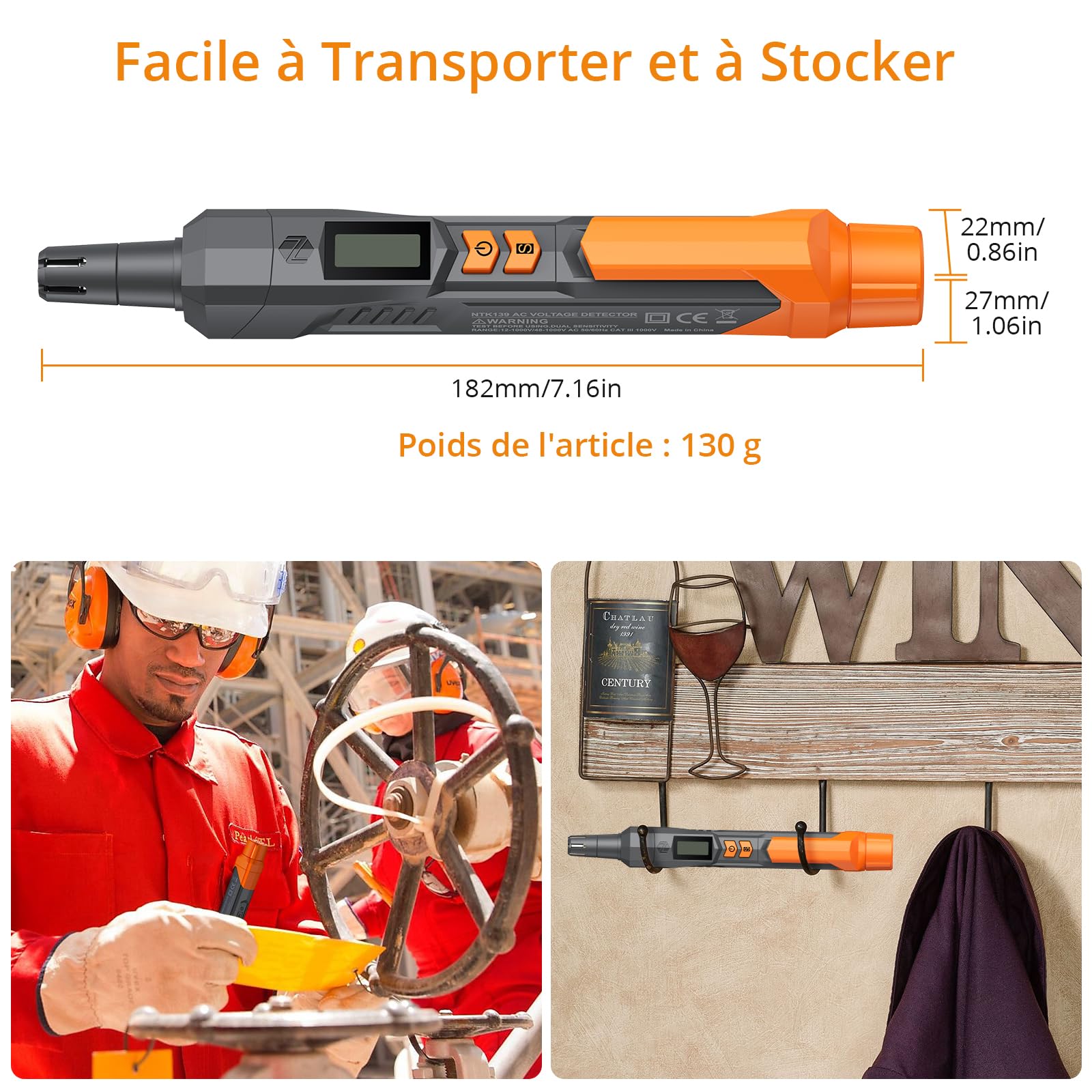 Neoteck Détecteur de Fuites de Gaz Naturel avec Alarme Sonore Visuelle Analyseur de Combustion Portable Localiser Les Fuites de Monoxyde Carbone Méthane CO2 pour Camping Car Maison - Gris