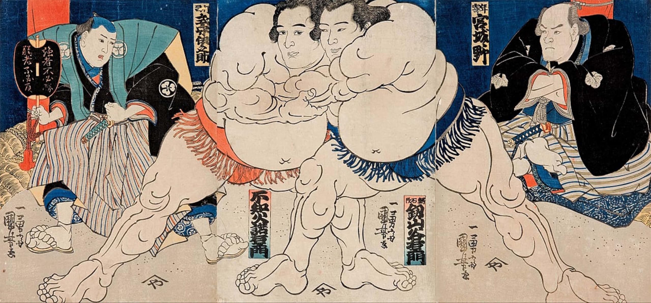 Lienzo de sumo de Utagawa Kuniyoshi ideal para transformar la decoración de tu oficina 5