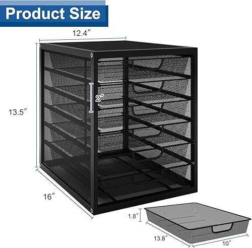 Miniatura 6 de Natwind Organizador de escritorio de malla con cajones deslizantes de 6 niveles, clasificador de papel, bandeja multifuncional de almacenamiento de