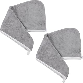 FRCOLOR 2 peças de turbante para cabelo doméstico, secagem rápida para enrolar o cabelo, secagem rápida de microfibra, secagem rápida, secagem concisa, confortável com a cabeça - envoltório rápido e macio de secagem do cabelo