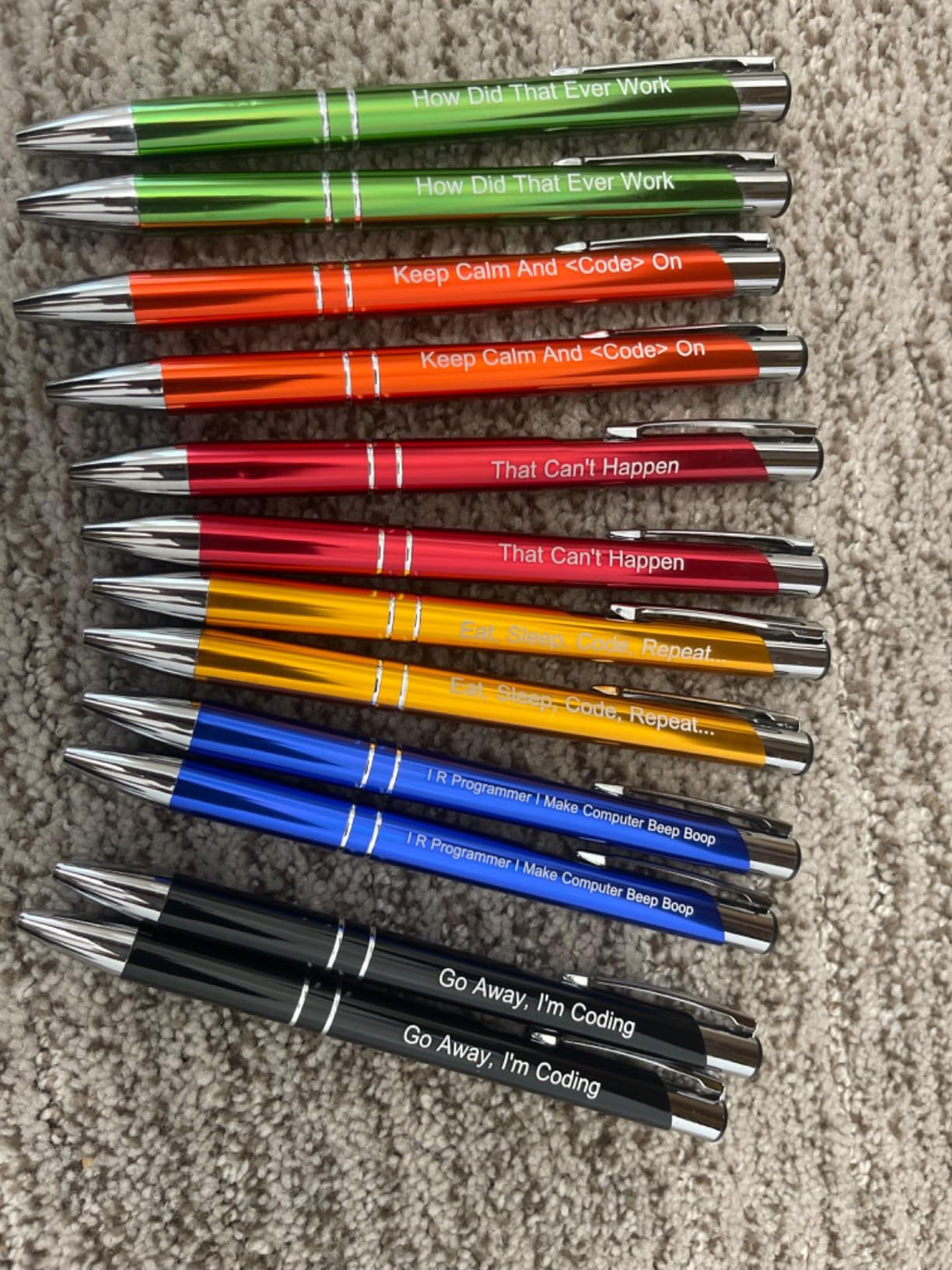 Chris.W 12pcs Cute Programmer Pens Gift Eat Sleep Code