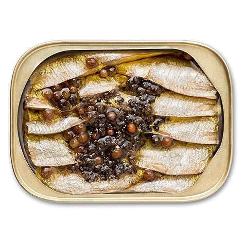 Miniatura 3 de King Oscar Sardinas prémium en aceite de oliva virgen extra con pimienta picante agrietada, latas de 3.75 onzas (paquete de 1), sardinas enlatadas