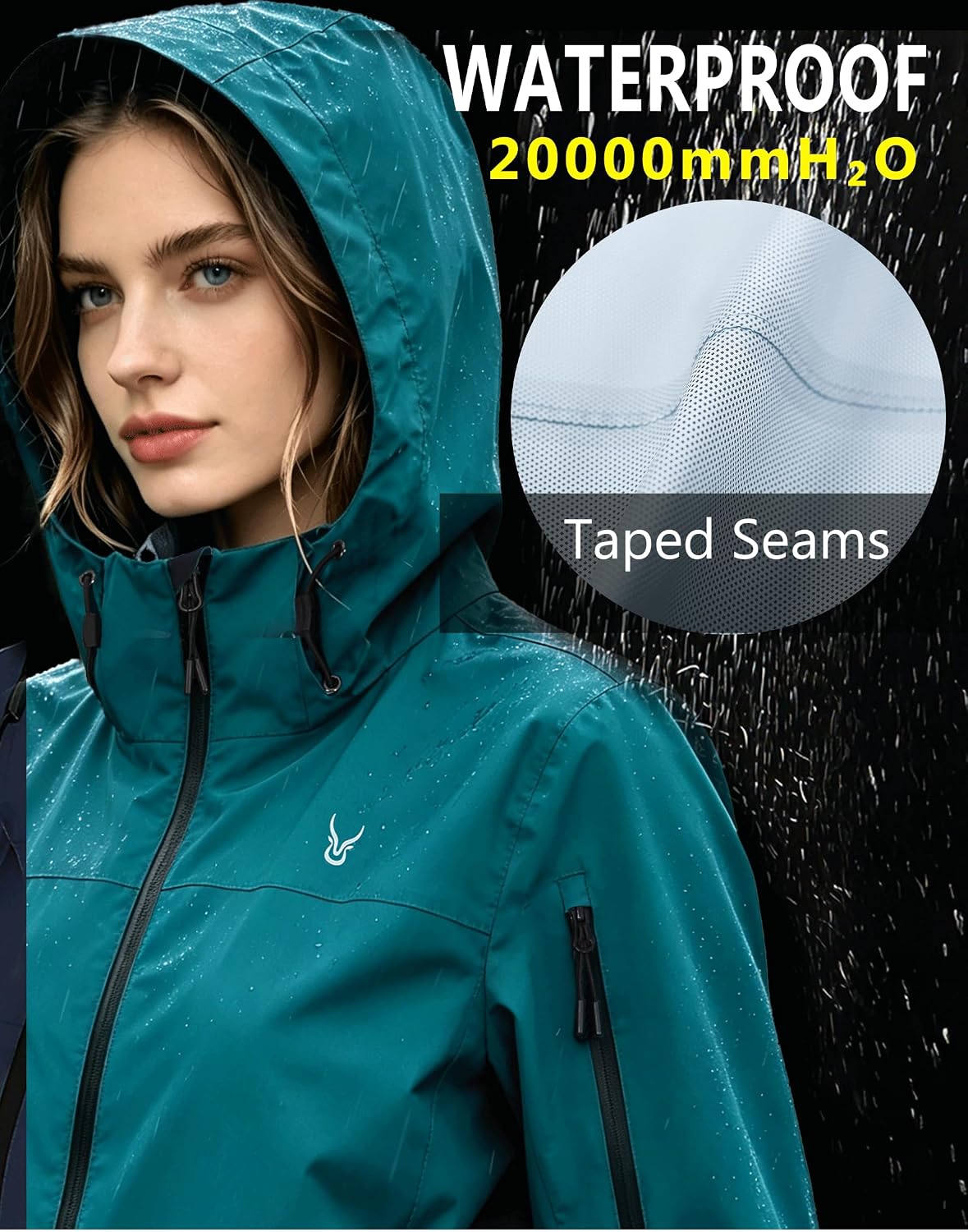 Womens Waterproof Jacket, Spring Jackets for Women, Ladies Rain Jackets Windbreaker with Hood