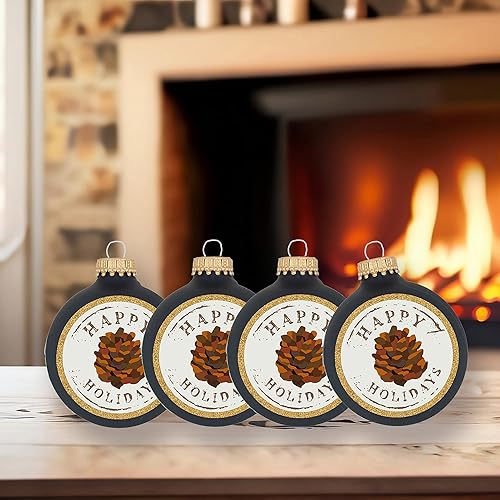 Miniatura 4 de Adornos de cristal para árbol de Navidad, 2.638 in2.63 pulgadas 4 piezas, bolas decoradas de Christmas By Krebs sin costuras, decoración navideña