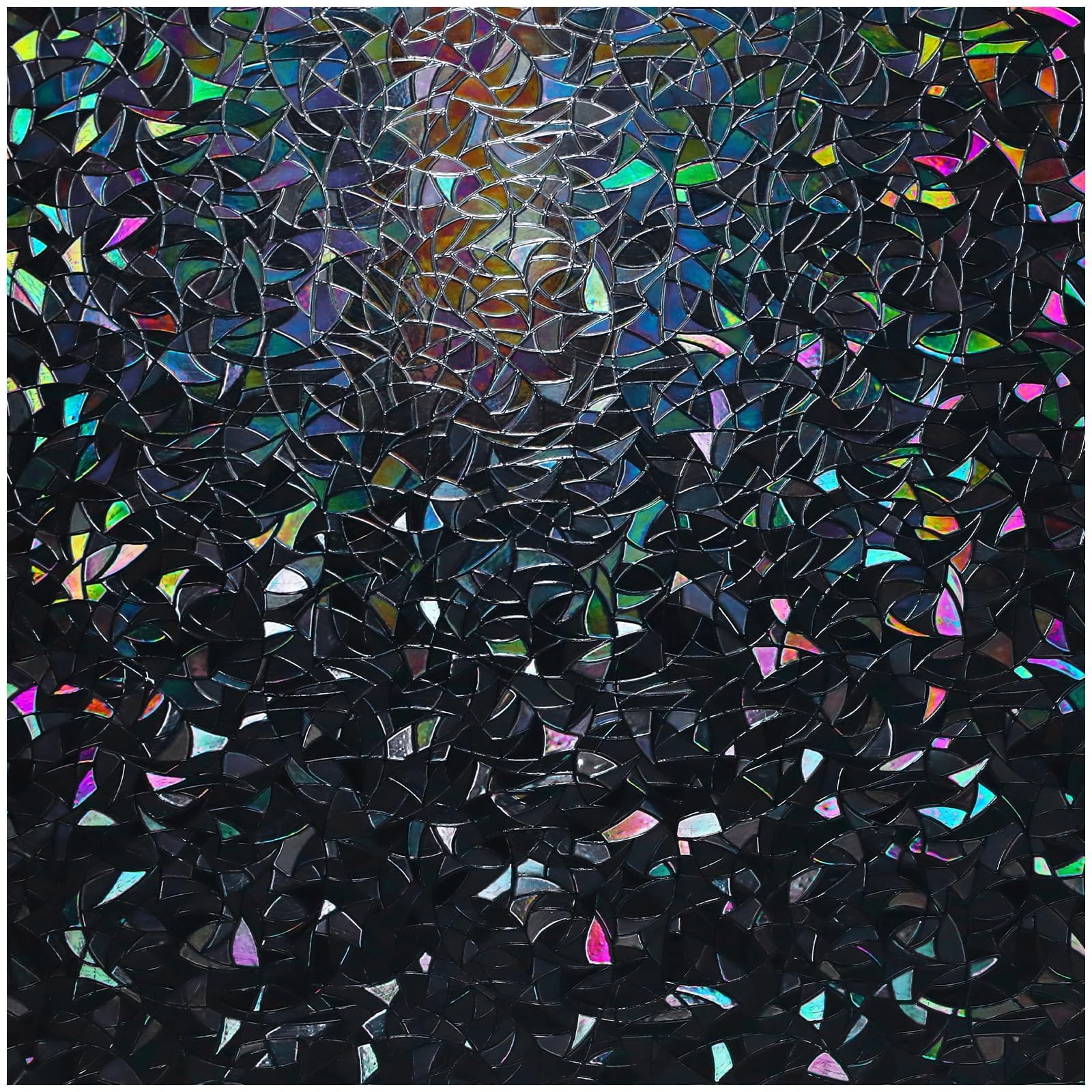 rabbitgoo Window Privacy Film Rainbow Film Decorative Window Sticker, 3D Static Stained Glass Cling Tint for Room Darkening Day Sleep, Black, 23.6 x 118.1 inches