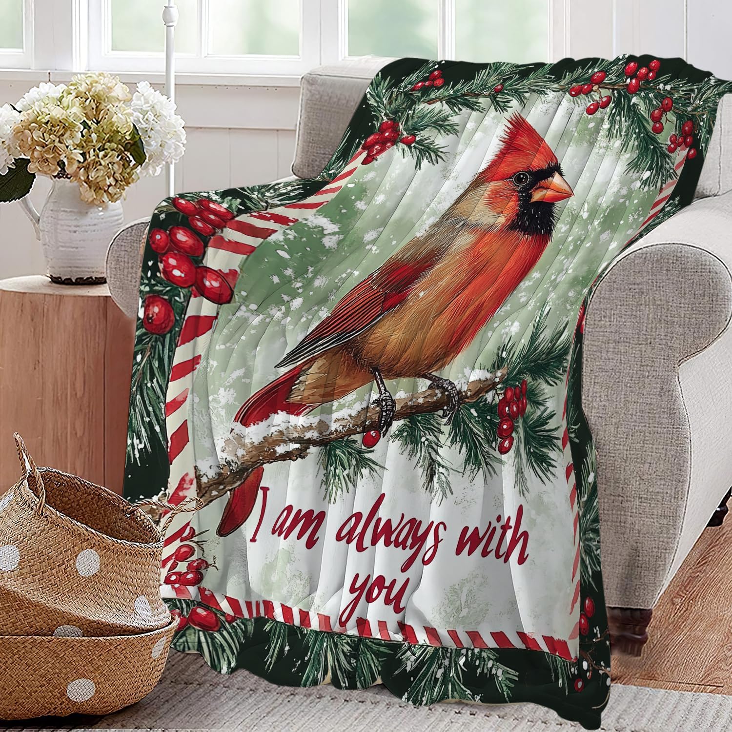 Cardinal Blanket Christian Red Birds Fleece Throw Blanket Super Soft Warm Cozy Fuzzy Plush Cardinals Blanket for Men Women Girls Boys Kids Teens Room Decor 40"X50" - Image 3