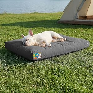 Sytopia 30 Inch Canvas Outdoor Dog Bed for Medium Dogs, Great Gift for Pets with Waterproof Machine Washable Removable Cover, Indoor Patio Pet Pad for Crate, Dark Grey
