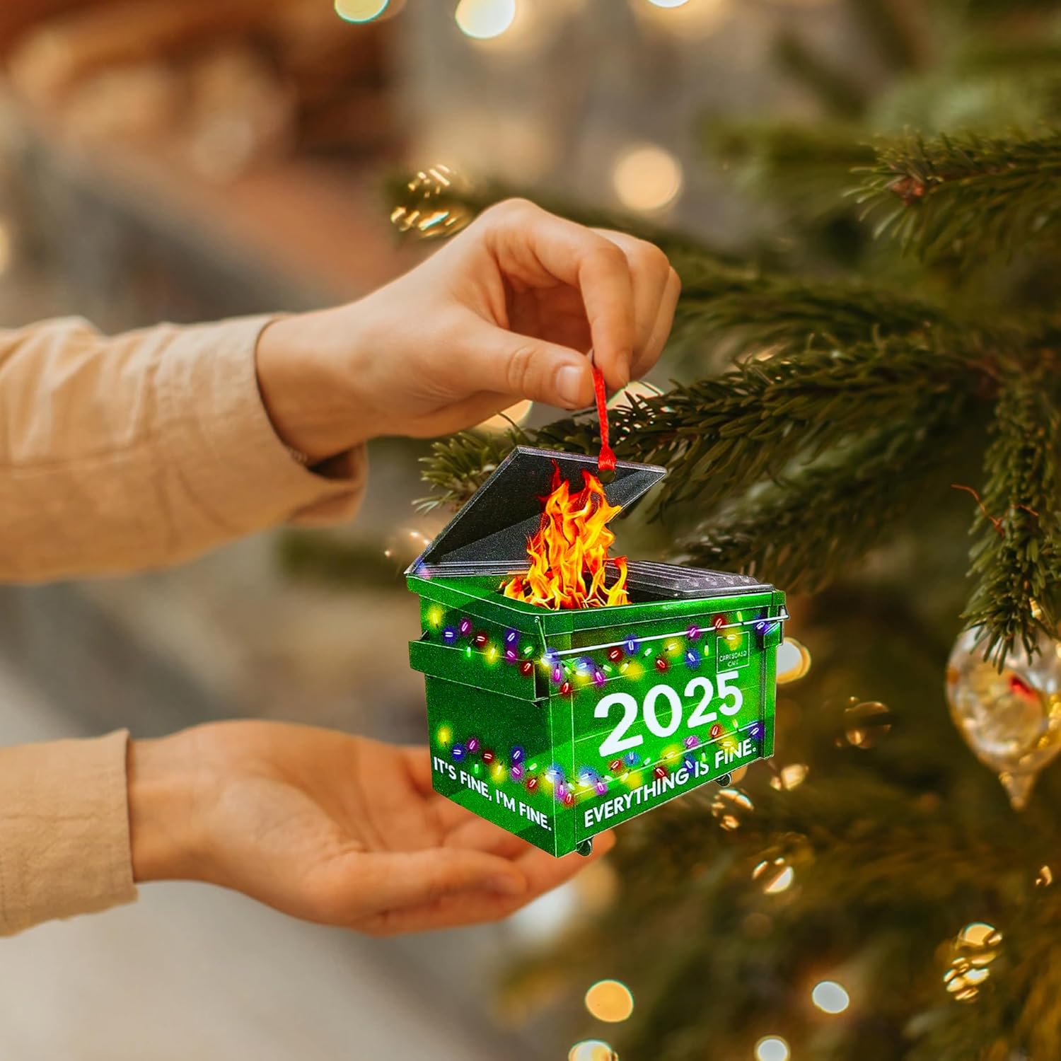 2025 Dumpster Fire Christmas Ornament - Funny Christmas Ornament, White Elephant Gifts for Adults, Gag Gifts Funny Ornaments Hanging Decoration, Unique Keepsake Gift for Tree Decoration & Friends​ - Image 6