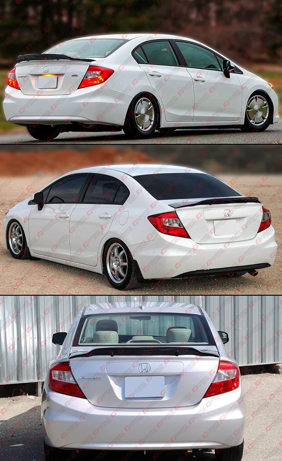 R Style High Kick Duckbill Gloss Black Trunk Lid Spoiler Wing Compatible with 2012 Honda Civic 9th Gen FB 4 Door Sedan