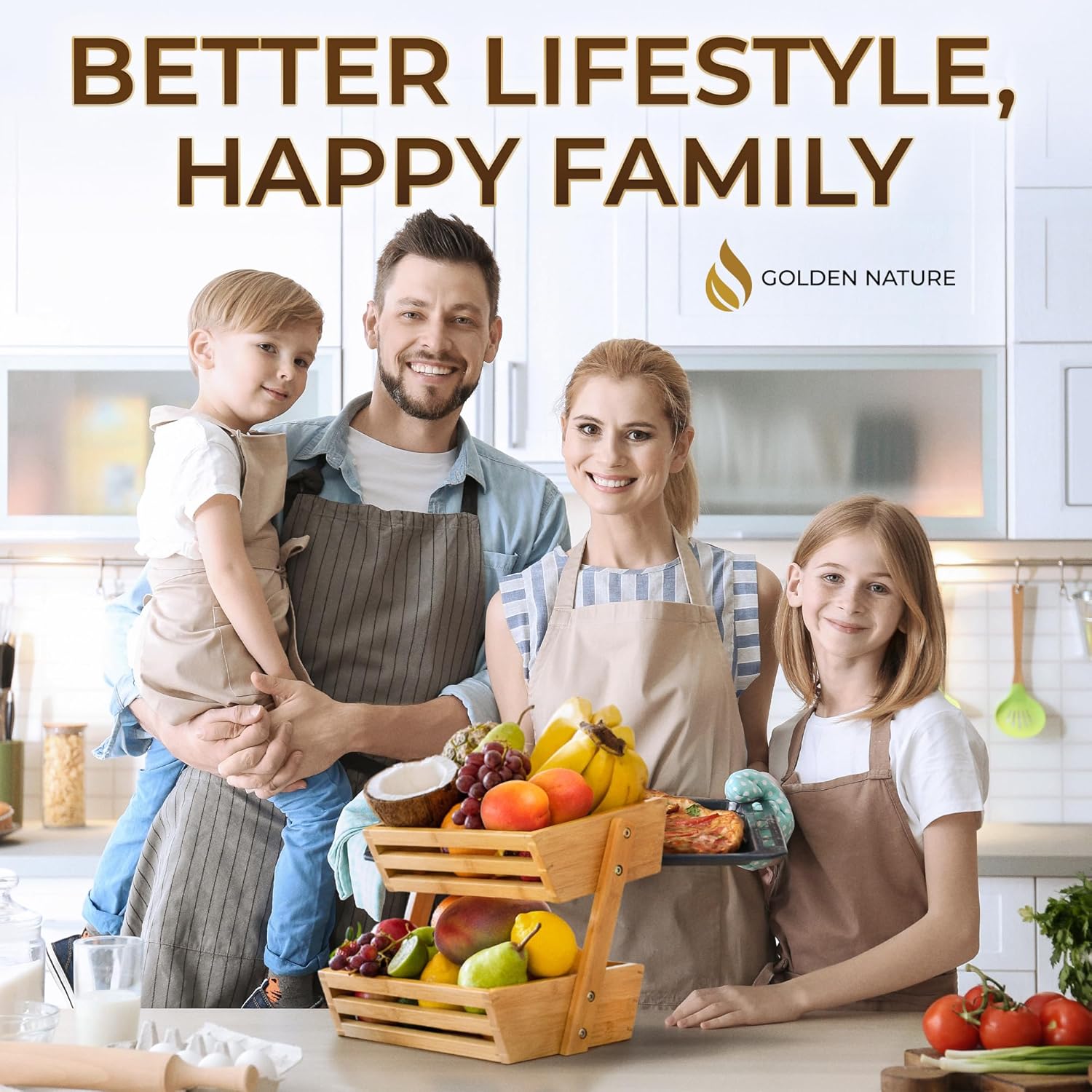 Fruit Basket - 2-Tier Bamboo Fruit & Vegetable Storage Organizer for Kitchen Counter - Gift Box Included - Lightweight & Easy Assembly - Countertop Stand Holder Bowl - Image 6