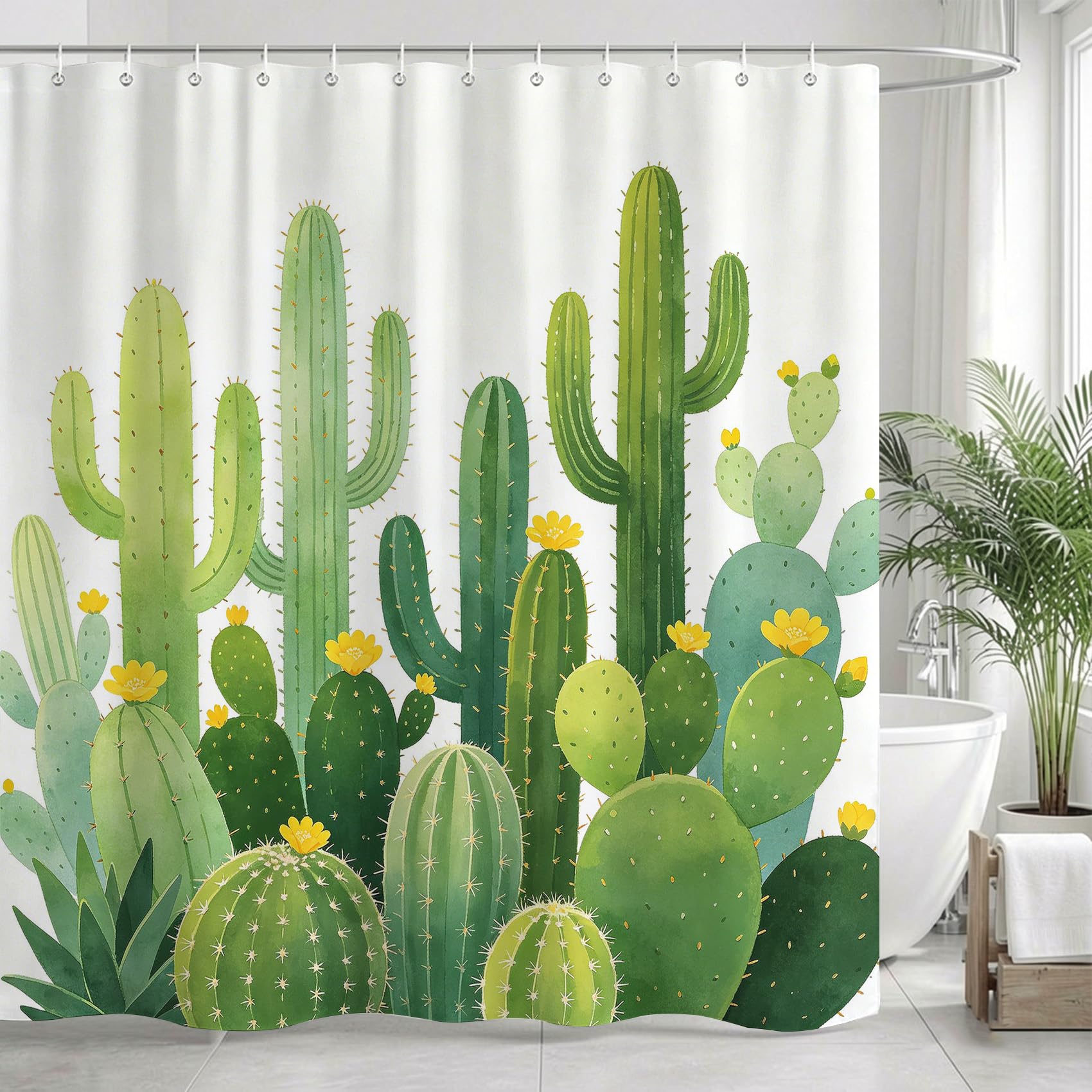 Rideau de douche 180x200 cm cactus tissu polyester bain a/2503