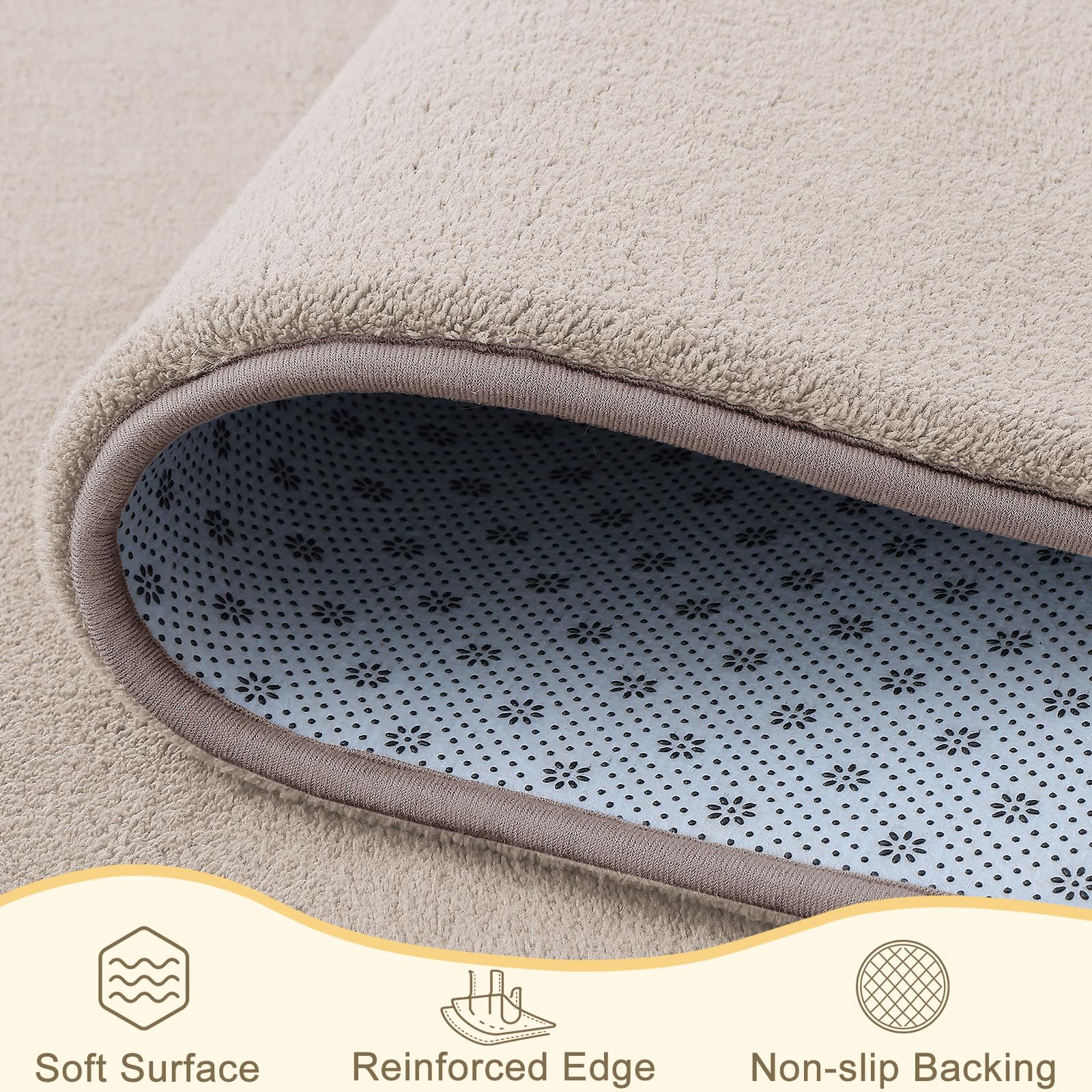 smiry Modern Kurzflor Teppich Wohnzimmer, 120x160cm, Beige | Waschbar Anti-Rutsch Unterseite Flauschig Teppich für Schlafzimmer Kinderzimmer