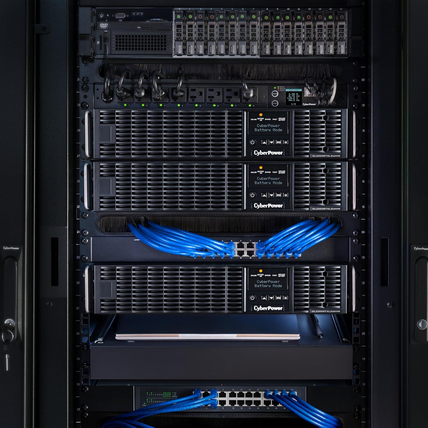 CyberPower OL3000RTXL2UHVN Smart App Online UPS System, 3000VA/2700W, 3 Outlets 208/240V, 2U Rack/Tower + Pre-Installed SNMP Card