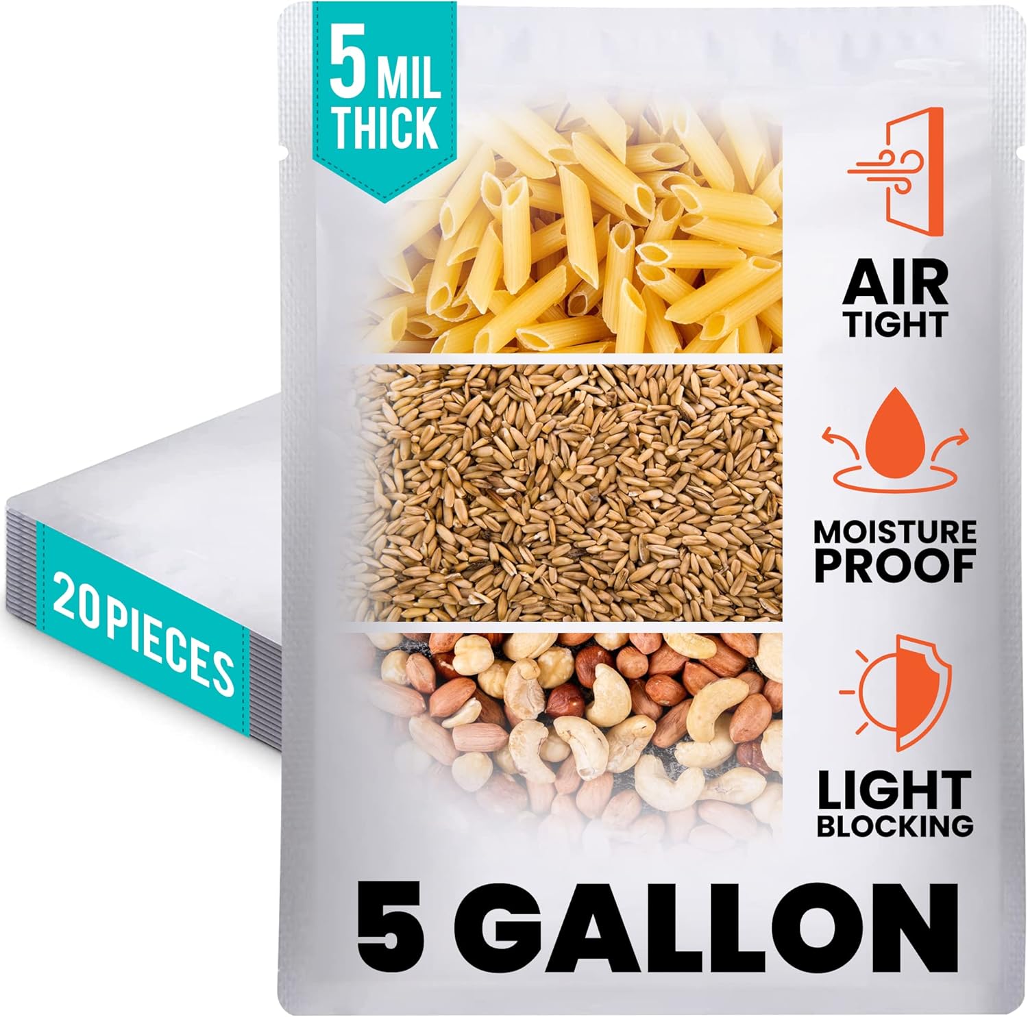 5 GALLON Mylar Bags 20 Pieces Thick as Mylar Food Storage Bags Mylar Bags 5 Gallon