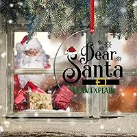 Vista 6 de Dear Santa I Can Explain - Adorno acrílico para relleno de calcetines de Navidad, adornos de Navidad de 3 pulgadas, cinturón de Papá Noel y sombrero