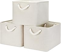 Vista 49 de Bidtakay Cestas de almacenamiento de tela con asas [paquete de 2] organizador de lona grande de 16 x 11.8 x 11.8 pulgadas, canastas altas plegables