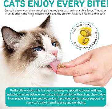 30 Chews Natural Prevention Chew for Cats–Chicken Flavor Cat Chewables with Skin & Coat Support– Prevention Supplement with Multivitamin for All Ages Pets