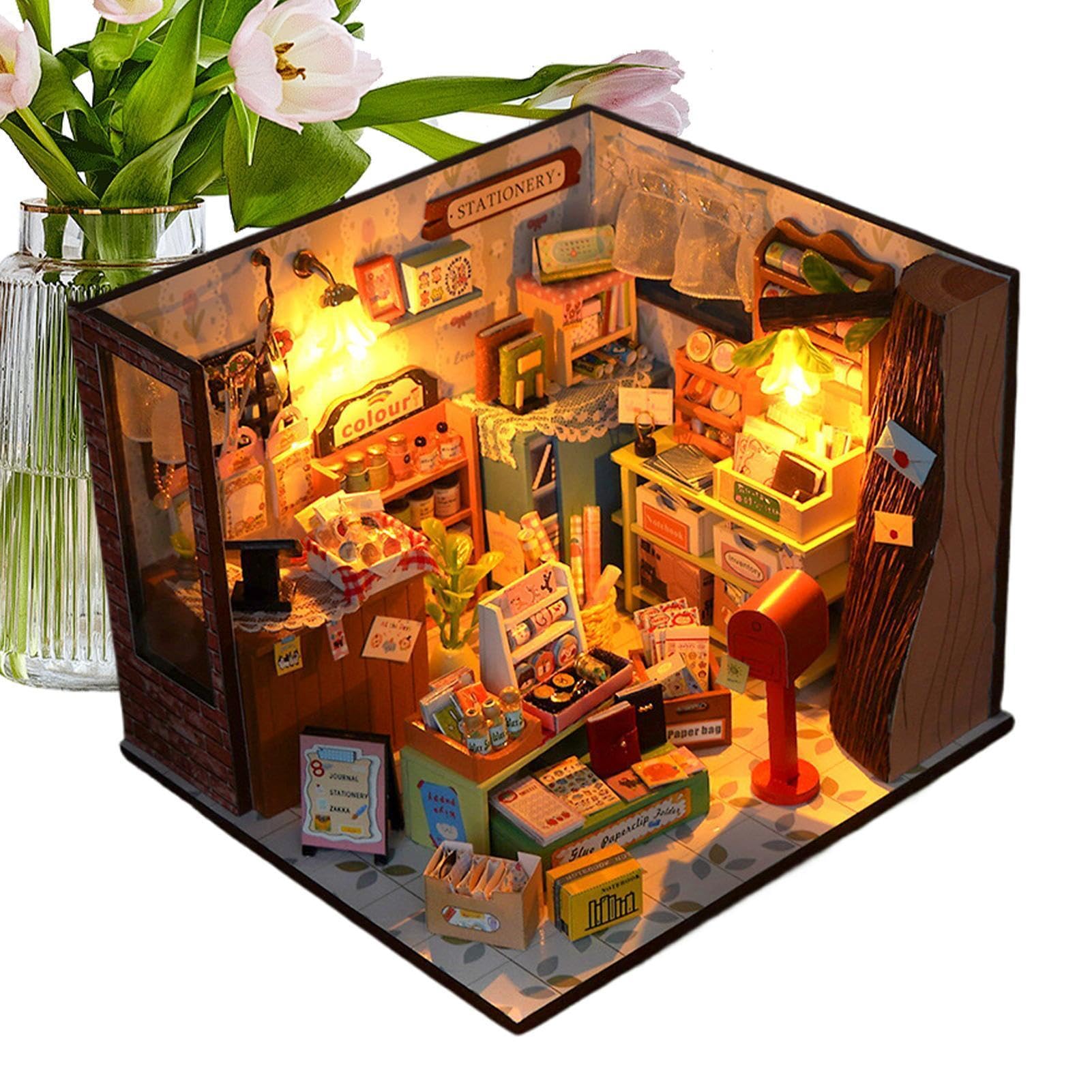 Kit fai da te per una casa in miniatura Giocattolo Di Costruzione Modellino | Mini Kit Casa Per la decorazione di scrivania, dormitorio, appartamento, libreria, soggiorno e abitazione.