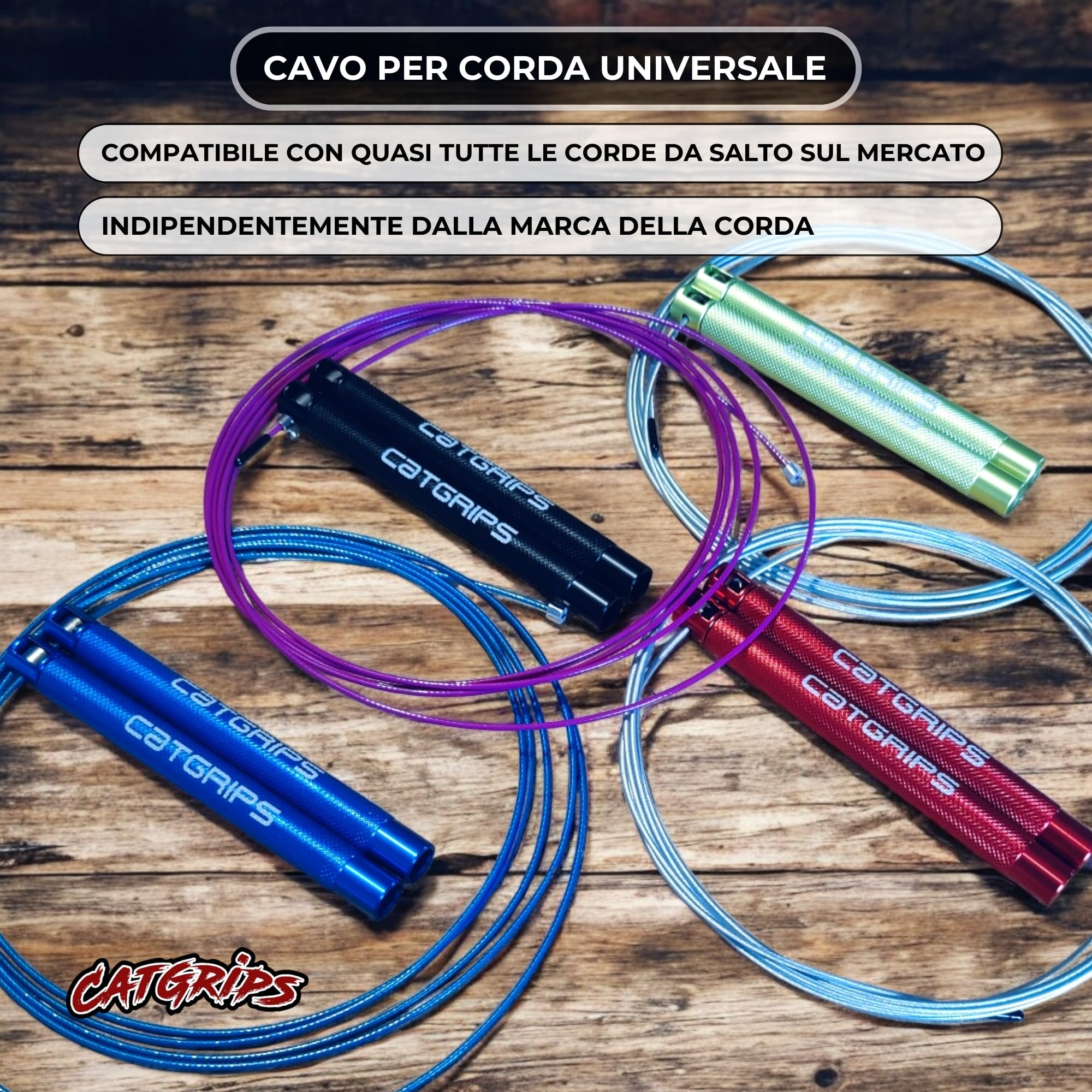 CATGRIPS Cavo Acciaio per Corda Crossfit – 1.5 mm – Cavo Speed Rope ad Alta Velocità – Ricambio Professionale in Acciaio Nudo per Allenamento Avanzato e Competizione