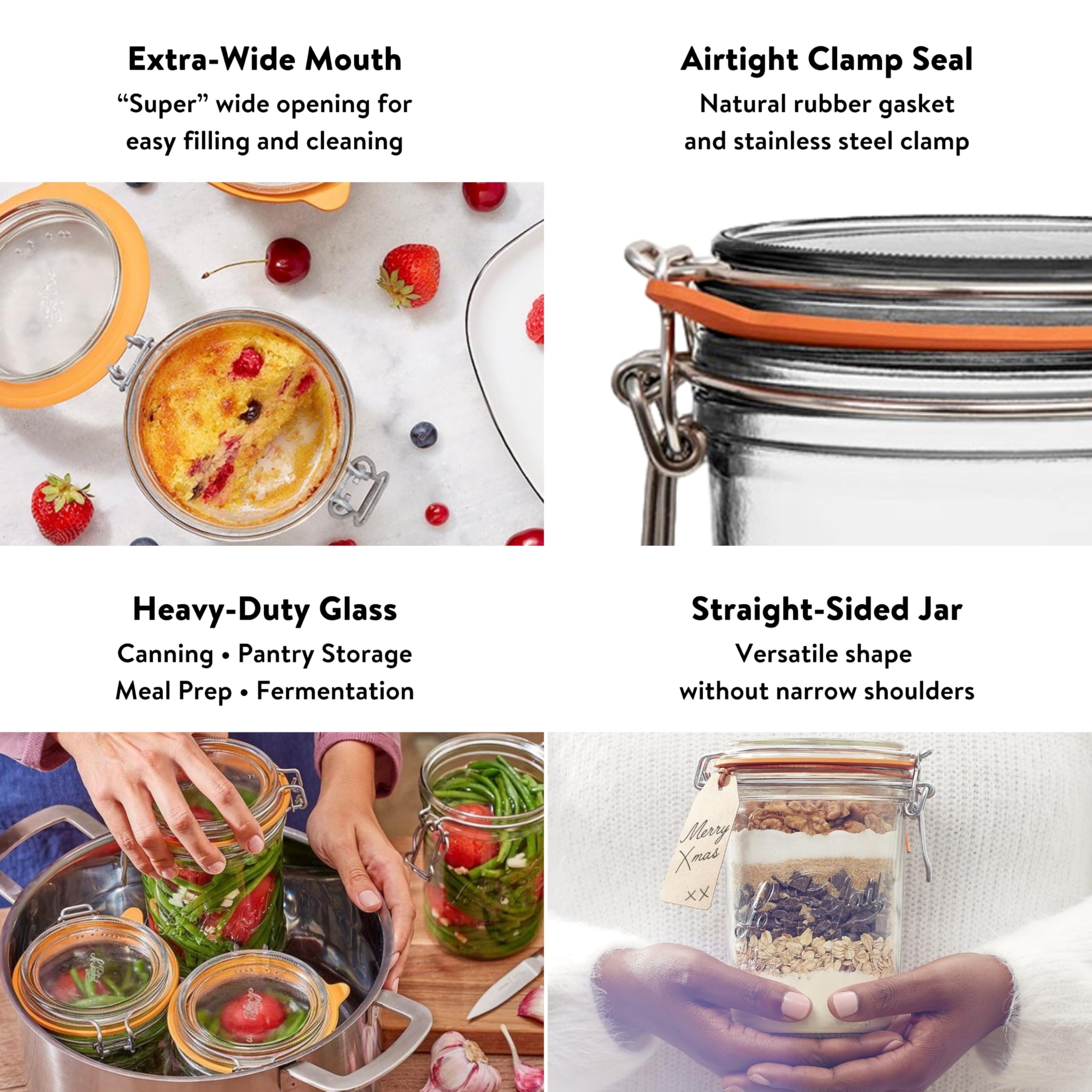 Le Parfait Super-Terrine-Glas, 125 ml, transparente Gläser, luftdicht, ideal für Weihnachts-Süßigkeitengläser, zur Aufbewahrung von Lebensmitteln für Urlaubspartys und andere Backutensilien