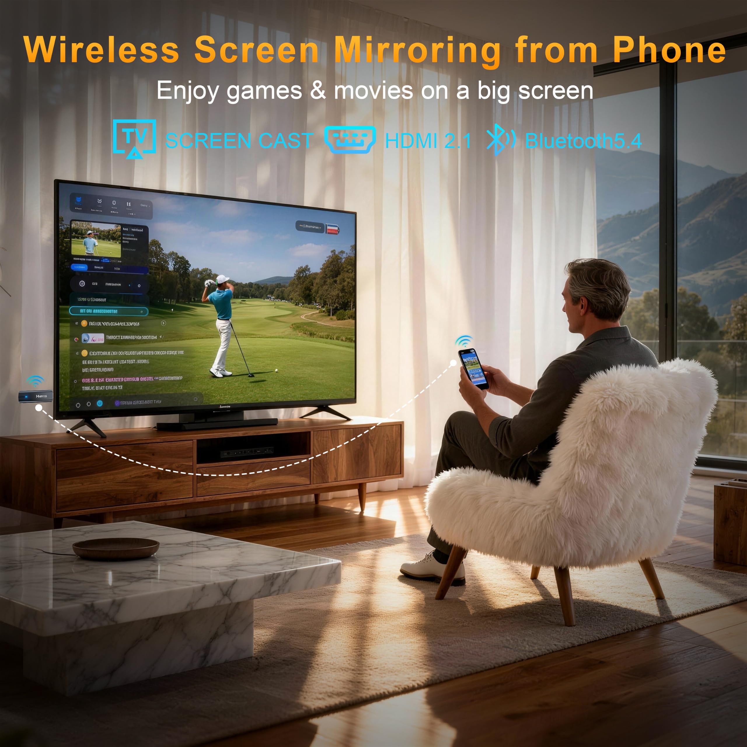 HS89 T15 Smart TV Stick Android 14 4K Ultra HD, 2GB RAM 16G ROM RK3539 WiFi 6 Bluetooth 5.4 HDR10+, TV Stick Box Android 14.0 con Assistente Telecomando Vocale, Dispositivo di Streaming Intelligente