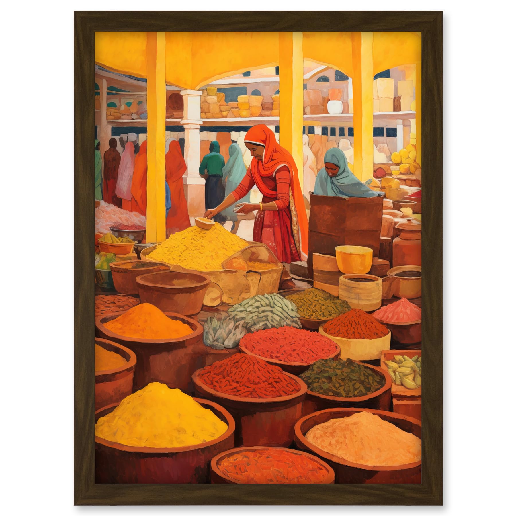 Artery8 The Spice Market Asian Herbs and Spices Colourful Kitchen Artwork Framed A3 Wall Art Print