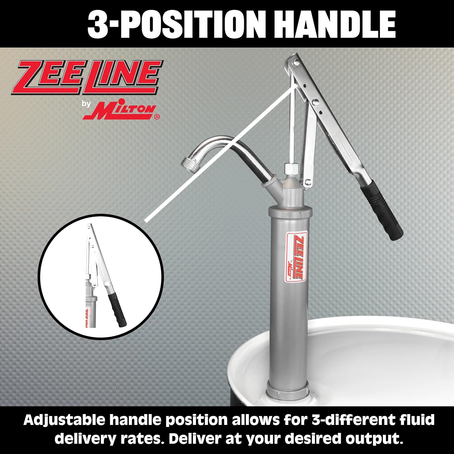 Zeeline By Milton ZE381, Lever Action Pump for 15-55 Gallon Drum Pump, 1 Gallon per 9 Strokes, Barrel Pump Hand Operated, Telescoping Suction Tube with 3 Different Locking Positions