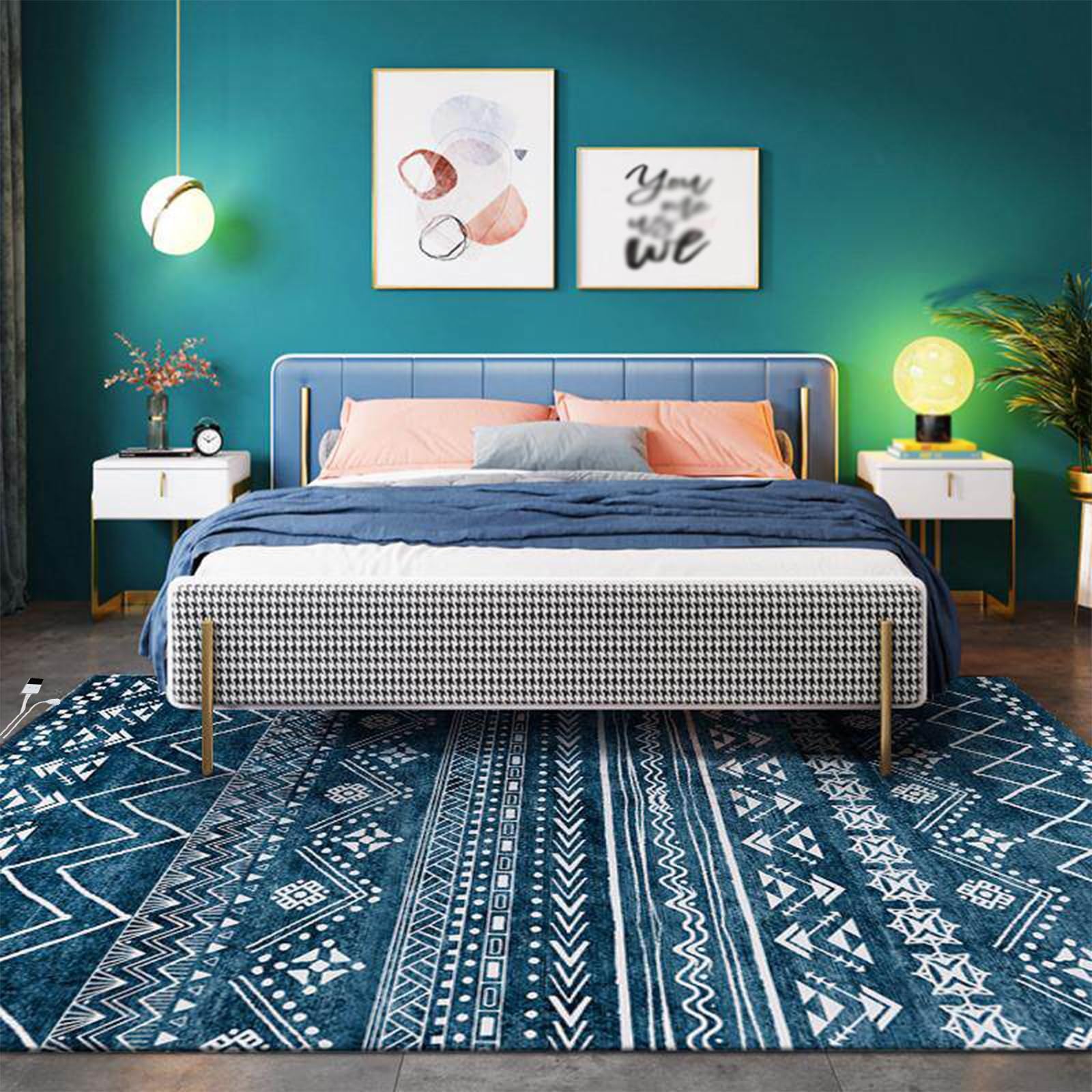 Alfombra calefactable, esterilla eléctrica grande con calefacción, temperatura ajustable, calentamiento rápido y temporizador, ideal para el hogar, la oficina, el estudio(Blue,21.6 * 35.4in)