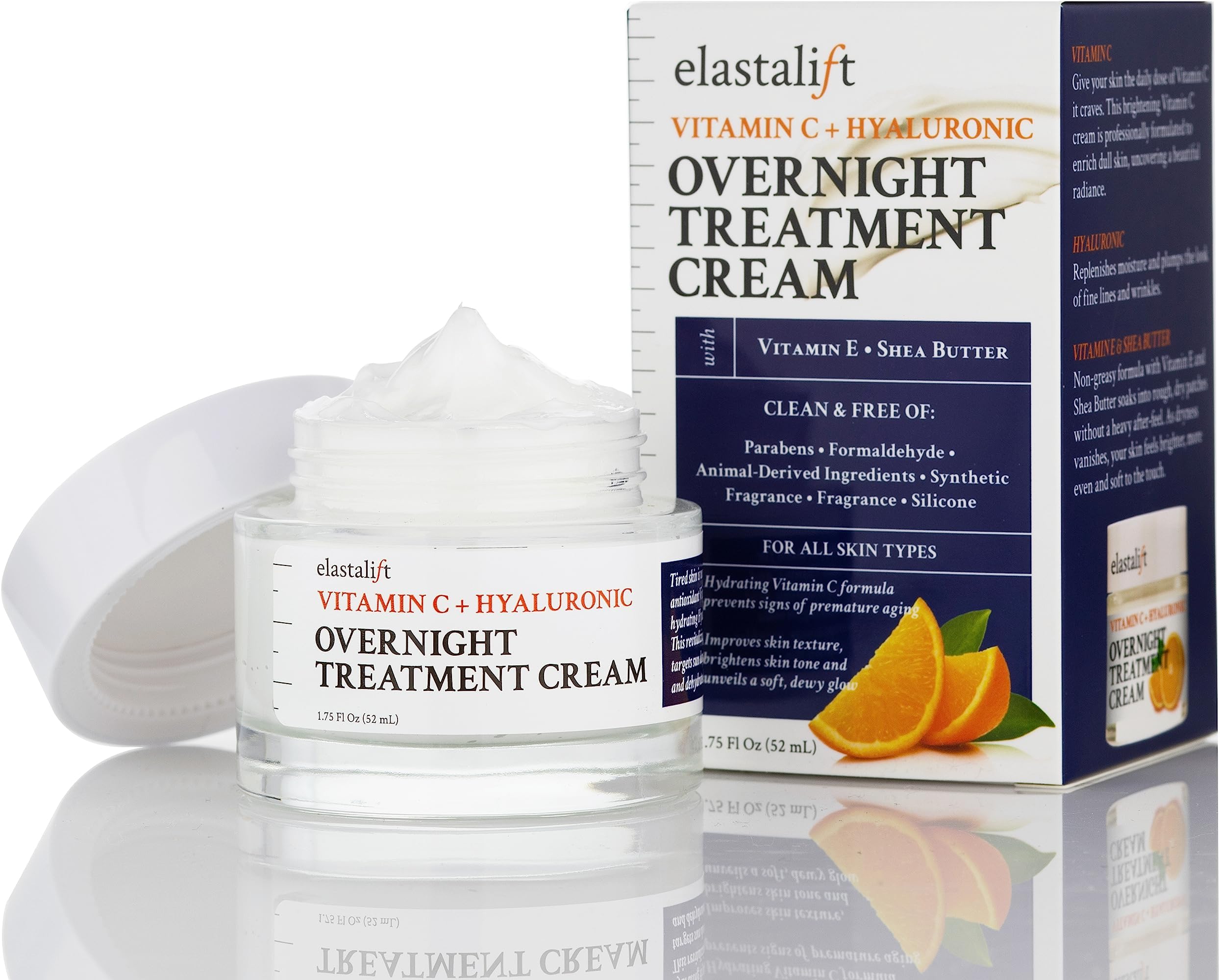 Elastalift Renewing Night Cream | Brightening Vitamin C Cream + Hyaluronic Acid Moisturizer For Face | Oil-Free Overnight Correcting Facial Treatment Night Lotion | Skin Care Face Cream, 1.75 Fl Oz